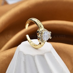 Gestellplattierung Messing Mikropflaster klare Zirkonia Manschettenfingerringe für Frauen&nbsp;RJEW-M028-49G