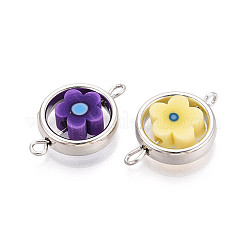 Polymer Clay Blume & Ccb Ring Rahmen Verbinder Verbinder Charms&nbsp;CLAY-T022-23M-A