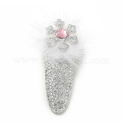 Tessuto natalizio in gretel con fiocchi di neve glitterati con fermagli per capelli in pelle sintetica&nbsp;PHAR-G006-06P