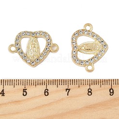Ciondoli di collegamento a forma di cuore in lega di cristallo e strass con maglie della Vergine Maria&nbsp;PALLOY-P312-06G