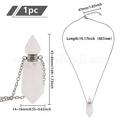 1 collana con ciondolo a forma di bottiglia di profumo in cristallo di quarzo naturale sfaccettato e appuntito&nbsp;NJEW-FH0001-38P-06