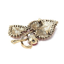 Spille in lega di zinco a forma di foglia a forma di cuore con strass&nbsp;JEWB-R055-04AG-01