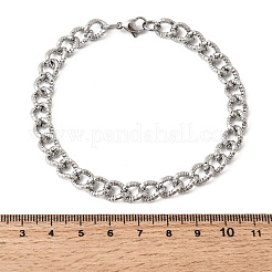 Gehämmerte Armbänder aus Edelstahl 201 im kubanischen Gliederkettenstil für Damen und Herren&nbsp;STAS-T077-17P