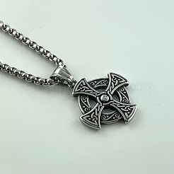 Halsketten mit Wikingerkreuz-Anhänger aus 304er Edelstahl für Herren&nbsp;MS4247