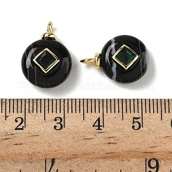 Natürliche schwarze Achatanhänger mit Bändern&nbsp;G-H328-08G-D20