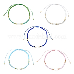 Geflochtene Armbänder aus Natursteinen und Glasperlen&nbsp;BJEW-JB13887