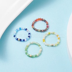 Stretch-Fingerring aus Glasperlen mit Würfel für Damen&nbsp;RJEW-JR00431