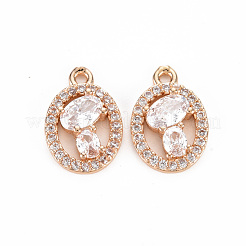 Colgantes de circonita cúbica transparente micro pavé de latón chapado en rack&nbsp;KK-T060-31-RS