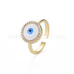 Tondo piatto con anello portafortuna smalto malocchio&nbsp;RJEW-N035-084-NF