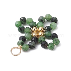 5 pieza de 5 estilos de aventurina verde natural y ágata musgosa y jade de Taiwán y rubí en zoisita y colgantes de cuentas redondas facetadas de piedra dorada verde sintética&nbsp;PALLOY-JF03130