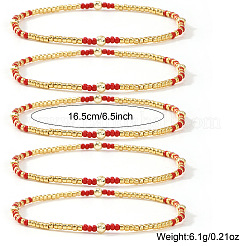 5 Stück Boho-Glasperlen-Strang-Stretcharmband&nbsp;XH2796