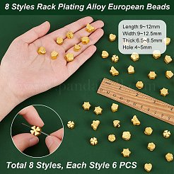 48 stücke 8 arten rack überzug legierung europäischen perlen&nbsp;FIND-PH0010-31