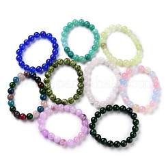 Cuentas de jade natural teñidas pulseras elásticas&nbsp;BJEW-G633-C