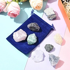 8 Stück natürliche Lapislazuli & Rubin in Zoisit & Rosenquarz & Quarzkristall & Amethyst & Fluorit & Citrin & grüner Fluorit Trommelstein-Sets&nbsp;DIY-FS0007-10A