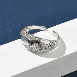 Messing Micro Pave Zirkonia Manschette offene Ringe&nbsp;RJEW-C163-01P
