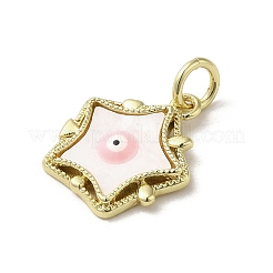 Emaille-Muschelanhänger mit bösem Blick&nbsp;KK-E092-26G-01