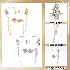 4 Stück 4 Stil Schmetterling & Blume Kristall Strass Kletterer Wrap Around Ohrringe&nbsp;EJEW-AN0001-01