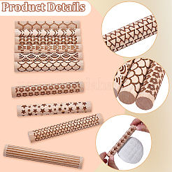 10 rullo per texture in argilla con manico in legno in 10 stili&nbsp;TOOL-CN0001-12B