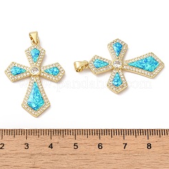 Porte micro ouvrent pendentifs zircone cubique en laiton de placage&nbsp;KK-P268-17I-G