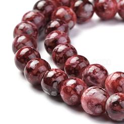 Brins de perles de verre peints par pulvérisation opaques&nbsp;GLAA-WH0015-43E
