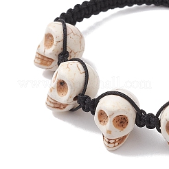 Armbänder aus geflochtenen Perlen aus synthetischem Magnesit-Totenkopf&nbsp;BJEW-JB10523