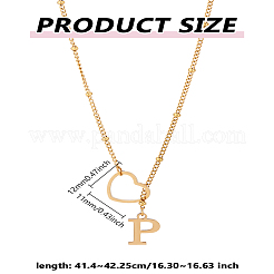 1 collane con laccio in acciaio inossidabile con lettera e cuore per donna&nbsp;NJEW-LP0002-87G-P