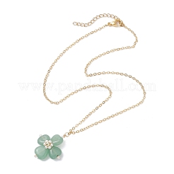 Colliers avec pendentif en forme de trèfle en aventurine verte naturelle&nbsp;NJEW-JN05170-02