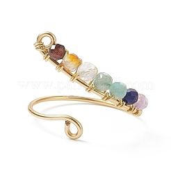 Anneau de manchette ouvert chakra perlé tressé de pierres précieuses mélangées naturelles&nbsp;RJEW-JR00548