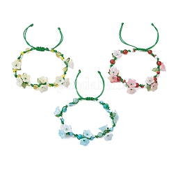 3 pz 3 colori fiore naturale emimorfite % corniola e perline di citrino sintetico braccialetti intrecciati per le donne&nbsp;BJEW-TA00625