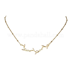 Colliers à maillons en laiton pavé de zirconiums cubiques en forme de branches feuillues&nbsp;NJEW-JN06070-02