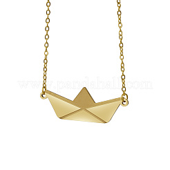 Colliers pendentifs personnalisés en acier inoxydable en forme de bateau en papier pour femmes&nbsp;DZ0863-1