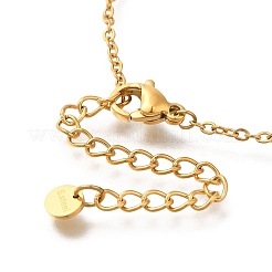 Placcatura ionica (ip) 304 acciaio inossidabile pavé di vetro quadrato pendente catena cavo collane per le donne&nbsp;NJEW-F328-16G-02