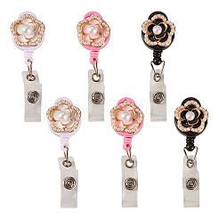 6 Stück 3 Stile Blumenlegierung Emaille Abzeichen Rollen&nbsp;HJEW-TAC0157