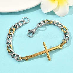 201 pulseras de eslabones cruzados de acero inoxidable&nbsp;BJEW-G785-01GP