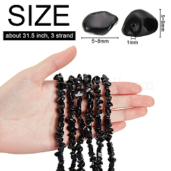 3 Strang natürliche Obsidian-Chip-Perlenstränge&nbsp;G-BC0001-24