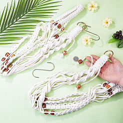 2 suspension pour plante en macramé fait main en polyester avec perles de bois&nbsp;AJEW-HS0001-47A
