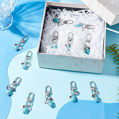 26 pz tartaruga marina turchese sintetico e 201 ciondolo in strass in acciaio inossidabile&nbsp;HJEW-NB00252