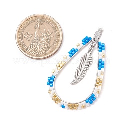 Colgante de lágrima con cuentas de vidrio estilo bohemio y plumas&nbsp;PALLOY-MZ00589-01