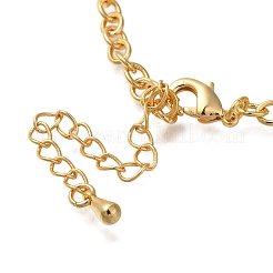 Pulseras de cadena de papel con tarjeta de circonita cúbica transparente y micropavé de latón con lazo para mujer&nbsp;BJEW-L696-003G