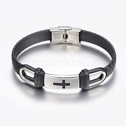 Bracelets cordon tressé en cuir PU&nbsp;BJEW-E324-C19