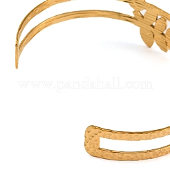 Braccialetti aperti a forma di foglia cava in acciaio inossidabile 304 per le donne&nbsp;BJEW-K241-03A-G