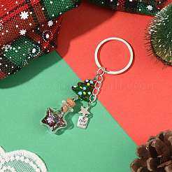 Weihnachtslegierung & handgefertigte Bunte Malerei-Schlüsselanhänger&nbsp;KEYC-FS00040