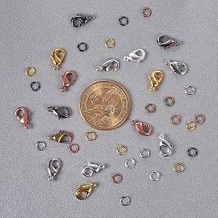 6 Farben Hummer Klaue Klammern und 6 Farben öffnen Sprung Ringe Messing für Schmuck machen&nbsp;KK-PH0014-01