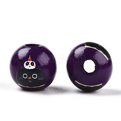 Perles européennes en bois sur le thème d'Halloween&nbsp;WOOD-N016-04N