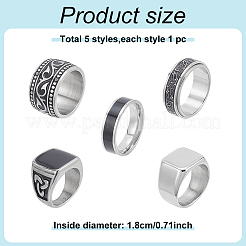 5 stücke 5 arten 304 edelstahl sailor knoten rotierenden finger ringe&nbsp;RJEW-AN0001-13