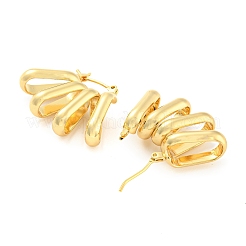 Boucles d'oreilles créoles ovales creuses en laiton plaqué en rack&nbsp;EJEW-P240-10G