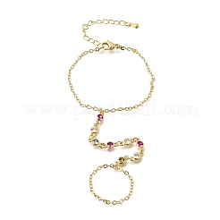 Bracelets mitaines en laiton avec micro pavé de zircons cubiques&nbsp;BJEW-C156-01G-01
