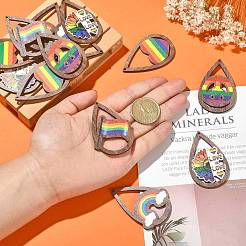 40 pièces 5 styles arc-en-ciel imprimés gros pendentifs en bois de tremble&nbsp;WOOD-CJ0001-69
