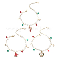 3 pulsera de esmalte de aleación navideña&nbsp;BJEW-JB12203