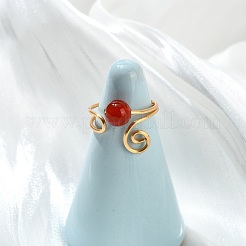 Offene Manschettenringe aus natürlichem Karneol&nbsp;RJEW-JR01071-01